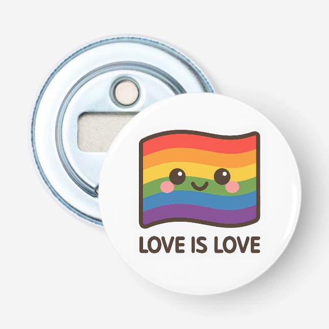 Décapsuleur L'amour est l'amour - Kawaii Rainbow Design (Devant)