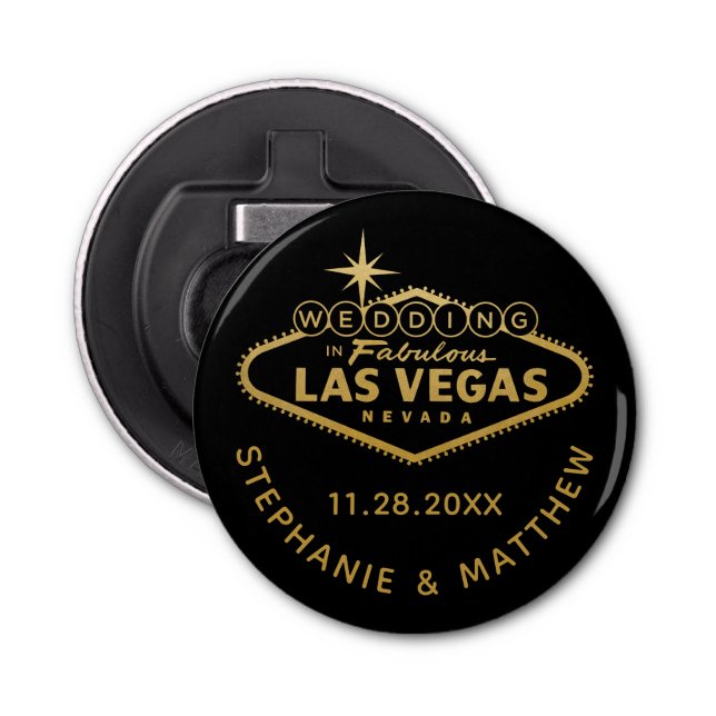 Décapsuleur Las Vegas Mariage Date Favoriser magnétique (Devant)