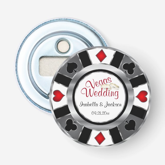 Décapsuleur Las Vegas Styled Mariage argent, gris, blanc et ro (Devant)