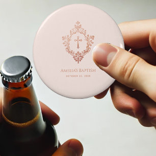 Décapsuleur Le Baptême Rose Fille Favore Rose Gold Crest Éléga