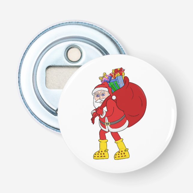 Décapsuleur Le Père Noël porte de grosses bottes jaunes (Devant)