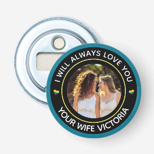 Décapsuleur Lesbian LGBTQ Photo Mariage Couple arc-en-ciel per