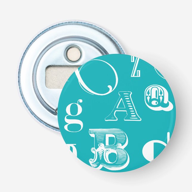 Décapsuleur Lettres décoratives sur Arrière - plan bleu (Devant)