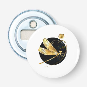 Décapsuleur libellule d'or en cercle noir