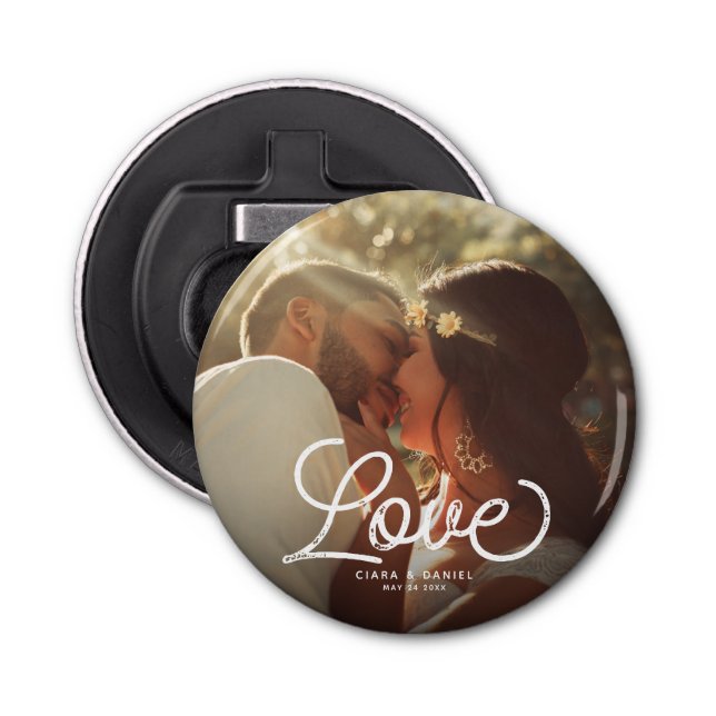 Décapsuleur LOVE Modern Calligraphy Simple Mariage photo (Devant)