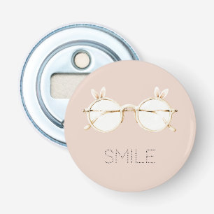 Décapsuleur Lunettes aux oreilles de lapin blanc rose Sourire