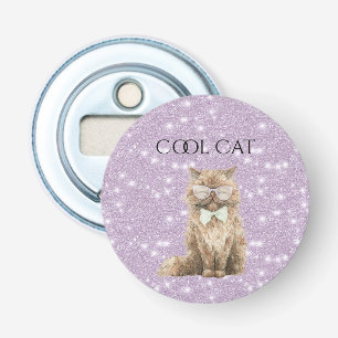 Décapsuleur Lunettes de chat cool marron pailletées violettes