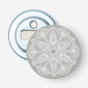 Décapsuleur Mandala blanc exotique sur Arrière - plan gris