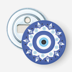 Décapsuleur Mandala Grec Mal Oeil Bleu Blanc