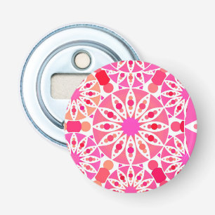 Décapsuleur Mandala motif, tons rose et corail