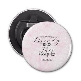 Décapsuleur Marble Abstract Pink Wedding Script Black 