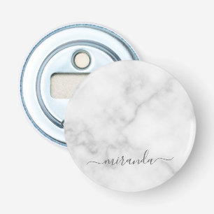 Décapsuleur Marbre blanc de nom personnalisé de script moderne