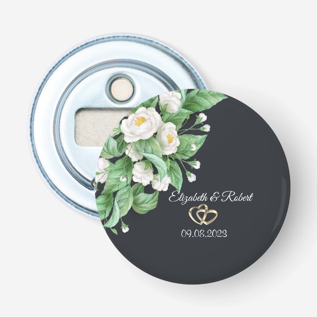 Décapsuleur Mariage aux fleurs blanches (Devant)