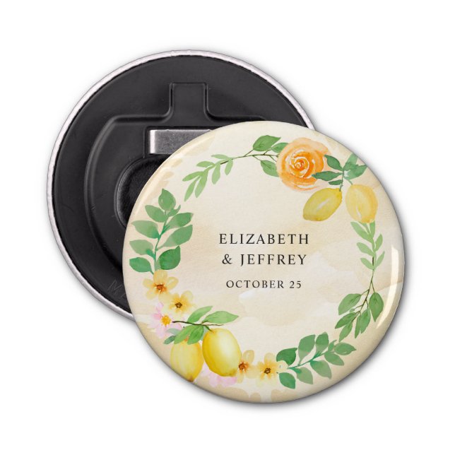 Décapsuleur Mariage d'été Rustique Citrus Boho (Devant)