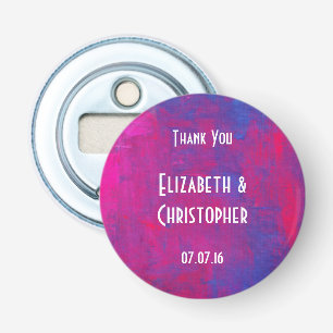 Décapsuleur Mariage en faveur Magenta et Bleu Peinture Abstrai