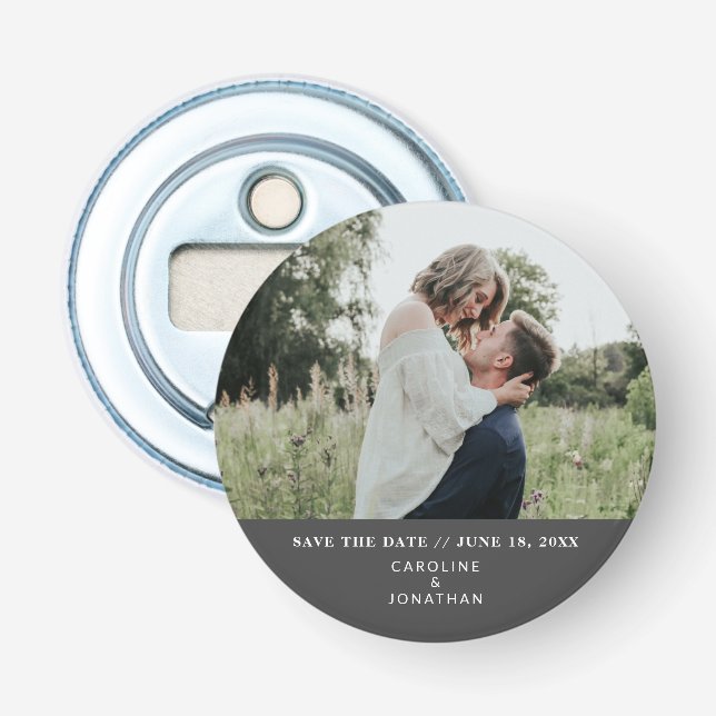 Décapsuleur Mariage Enregistrer la date Photo Simple Minimal N (Devant)