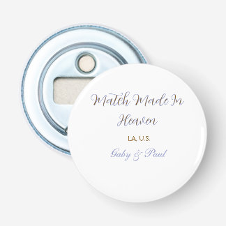 Décapsuleur mariage fait au ciel violet pastel nom doré dat