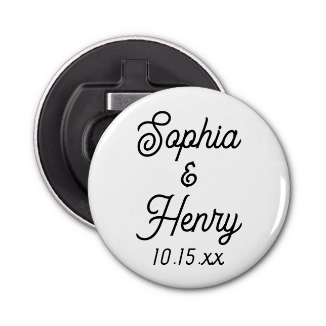 Décapsuleur Mariage Favor Script élégant Typographie noire (Devant)