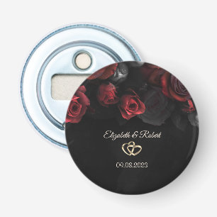 Décapsuleur Mariage gothique aux roses rouges élégantes