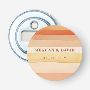 Décapsuleur Mariage rayures aquarelle rétro orange terre cuite