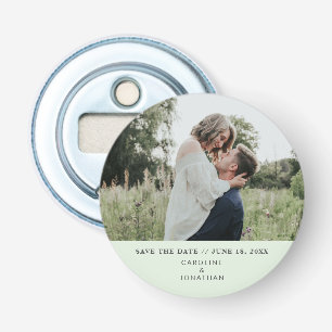 Décapsuleur Mariage Sauvez la date Photo Simple Minimal Green