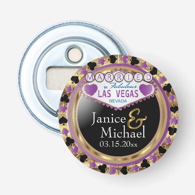 Décapsuleur Marié à Las Vegas Style - violet (Devant)