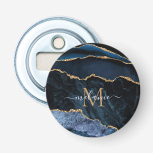 Décapsuleur Marine Blue Gold Marble Nom Lettre Bouteille Ouvri