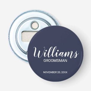 Décapsuleur Marine Blue Modern Script Personnalisé Groomsman