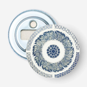 Décapsuleur Médaillon Chinois : Chinoiserie Bleu Indigo