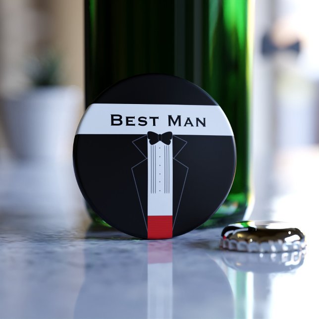 Décapsuleur Meilleur Homme Tuxedo Groomsmen Mariage Bottle Ope (Useful wedding favor and can be used for any member of the wedding party that have bottles to open.)