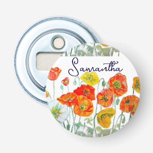 Décapsuleur Merci Motif à fleurs rouge orange