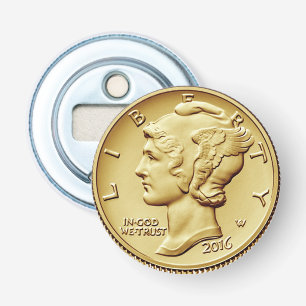 Décapsuleur Mercury Dime Centennial Gold Coin Image ~ Magnet