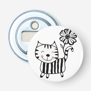 Décapsuleur Minimalist Cute Cat with Flower on Tail Decorative