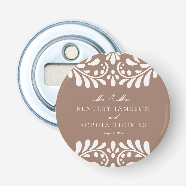 Décapsuleur Mocha Brown Talavera Espagne Fiesta mariage Faveur (Devant)