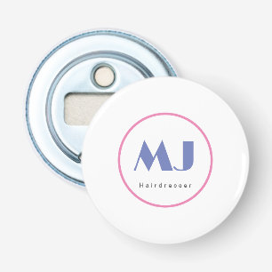 Décapsuleur Moderne et élégant Monogramme Bleu Coiffeur blanc