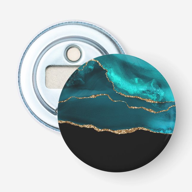 Décapsuleur Moderne et élégant Turquoise Agate & Gold Ribbon s (Devant)