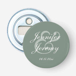 Décapsuleur Moderne Sage Green Élégant Mariage de script blanc