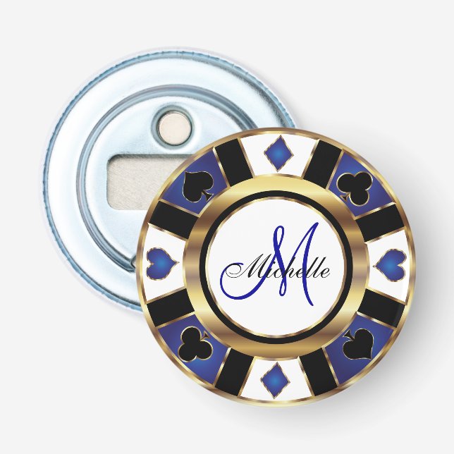 Décapsuleur Monogram Blue Poker Chip Design (Devant)