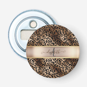 Décapsuleur Monogramme de bronze noir Motif léopard