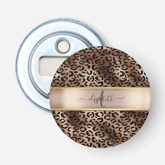 Décapsuleur Monogramme de bronze noir Motif léopard (Devant)
