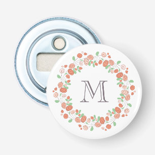 Décapsuleur monogramme de couronne de roses coralliens