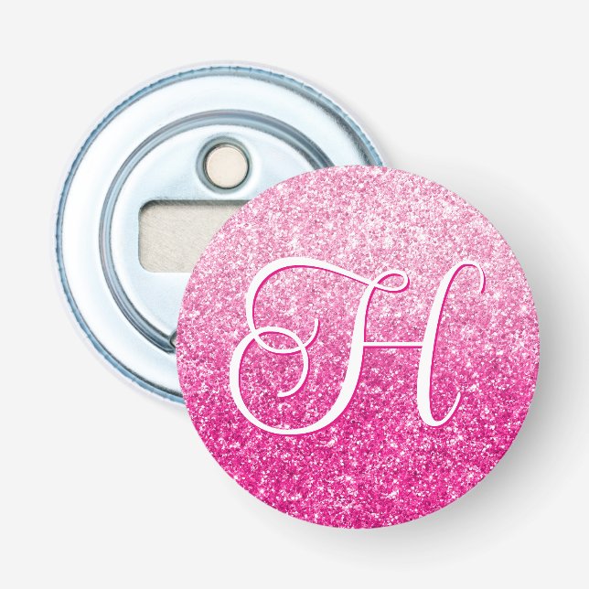 Décapsuleur Monogramme de luxe rose Parties scintillant (Devant)