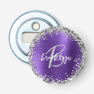 Décapsuleur Monogramme de Parties scintillant d'argent en méta