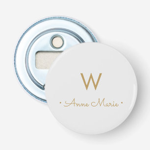 Décapsuleur Monogramme de script or gris clair moderne