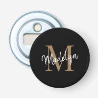 Monogramme d'or noir moderne Élégant Script fémini
