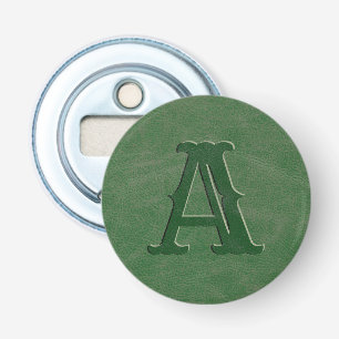 Décapsuleur Monogramme en cuir vert rustique