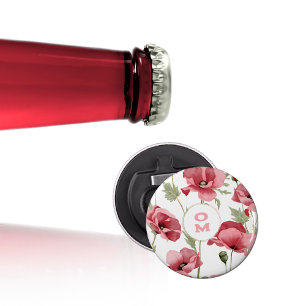 Décapsuleur Monogramme Fleur Sauvage Coquelicot Rose