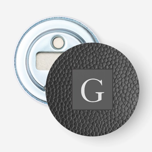 Décapsuleur Monogramme Meilleur homme Groomsman Black Leather  (Devant)