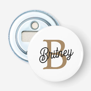 Décapsuleur Monogramme moderne élégant Nom Black Gold Script