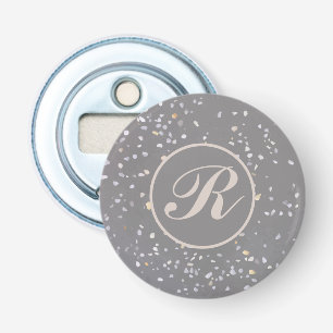 Décapsuleur Monogramme Moderne Gris Terrazzo